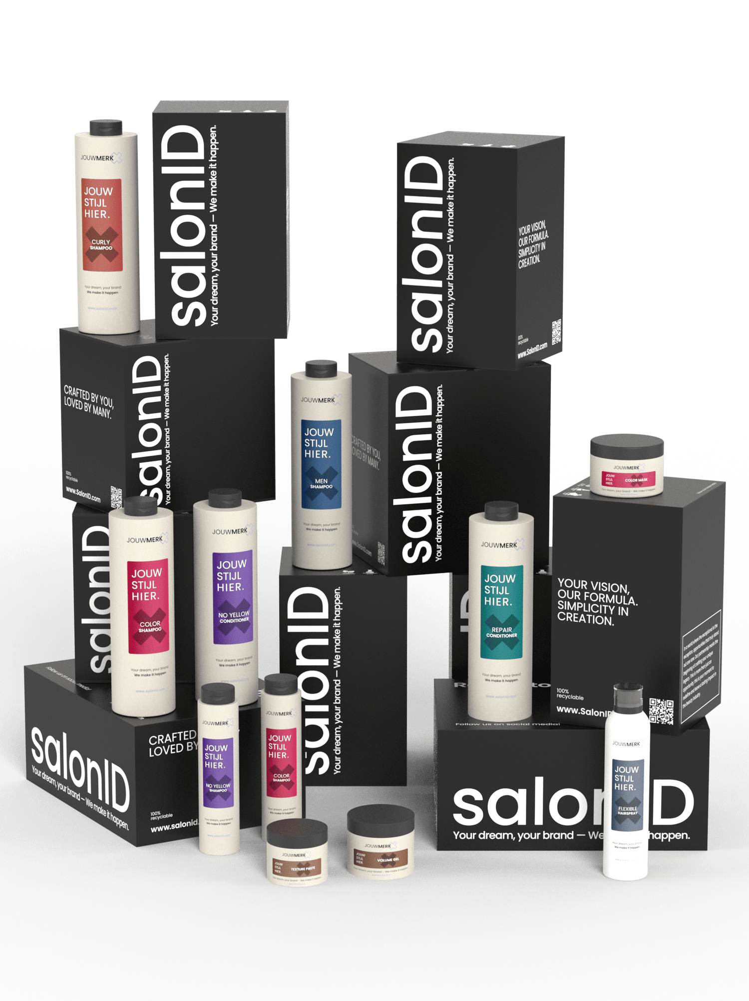 Startpakket Salon en Retail 80 private label haarproducten SalonID eigen merk voor kappers
